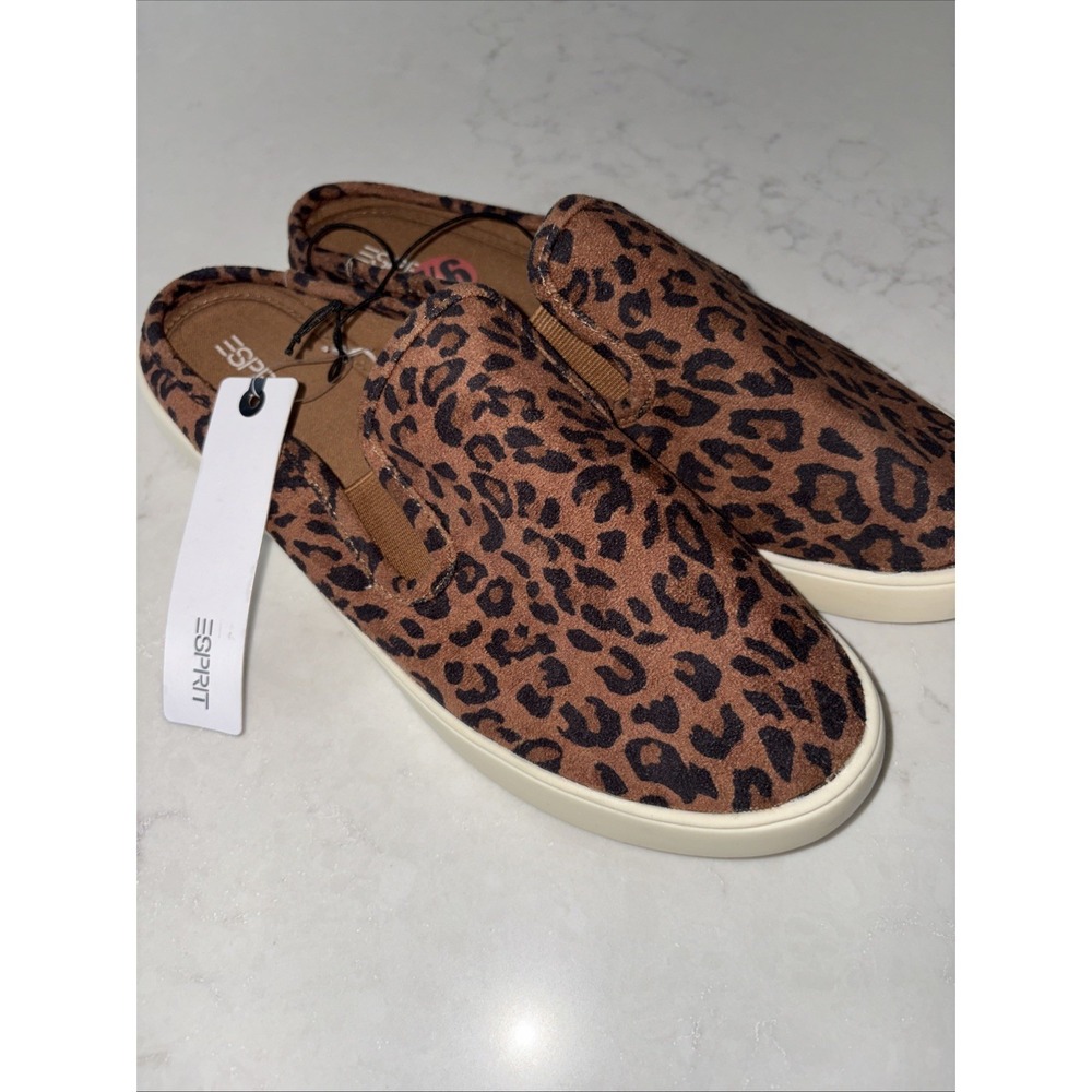 ESPRIT Womens 9.5 Northwest‎ Natural Leopard Print Slip On Flat shoes Sneakers
